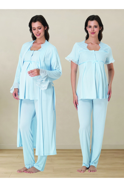 by İGP Short Sleeve Maternity Pajama Set with Adjustable Elastic Waist