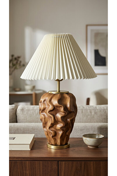 Decodelight Stone Kahverengi Dalga Model Büyük Seramik Ayaklı Dekoratif Pilel...