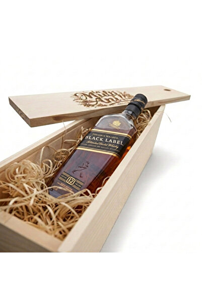 Johnnie Walker Pachet Cadou Cutie Lemn Personalizata Whisky Black Label 12 An...