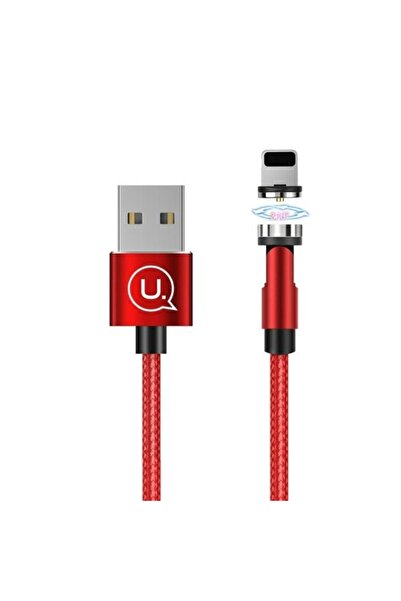 Usams Cablu de încărcare magnetic USB-A la Lightning U59, 1m, Roșu