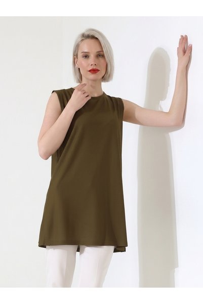 JUMALLİ Women's Sleeveless Loose Tunic Basic Summer Model