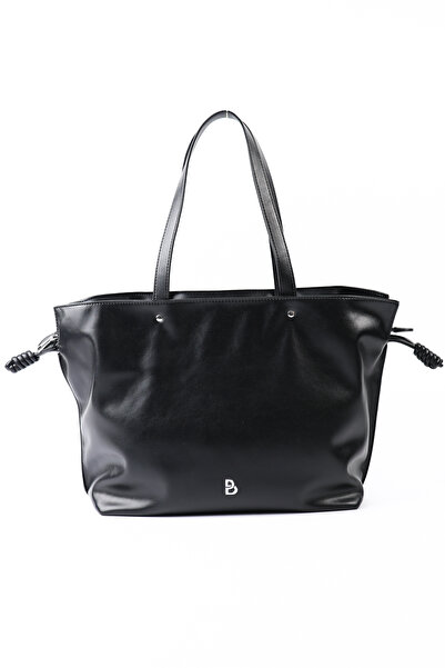 Bottier Drawstring Leather Black Women's Shoulder Bag - Cnt009