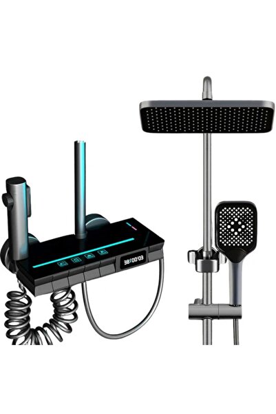 DealsReall Coloană de duș termostatică inteligentă, 4 funcții, lumini LED, 36...