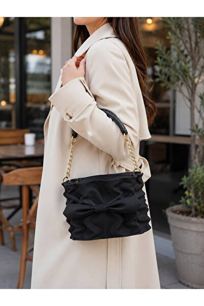 tigea accessories Plastic-Coated Synthetic Leather Pearl Bow Women's Handbag Made with 3D Technology