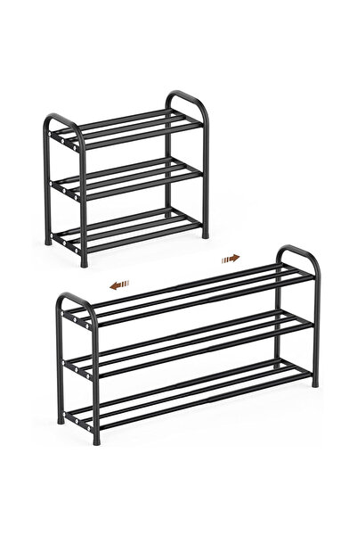 SONGMICS Raft de pantofi extensibil, 3 niveluri, metalic, reglabil 45-82 cm, ...