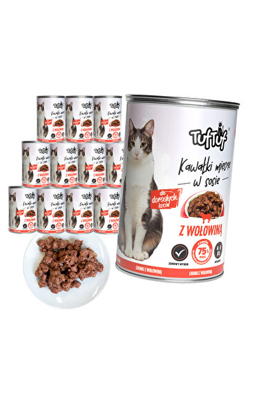 OEM Hrană umedă pisici, TufTuf, 12x415g, Bucăți de Vită în Sos, Pisici Adulte...
