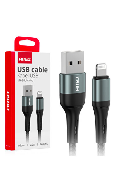 AMIO Cablu USB-Lightning 3A 100cm FullLINK, AMIO, 1buc