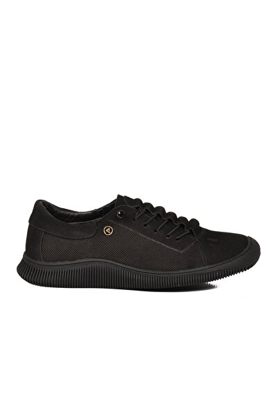 AYAKMOD Black Nubuck Genuine Leather Orthopedic Sole Women's Casual Shoes 5605 Z