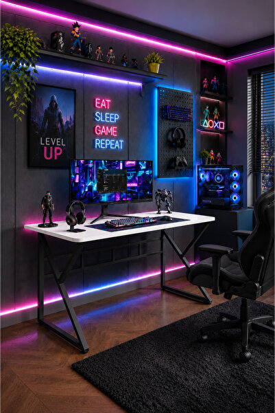 Hagen Oyuncu Masası 120x60 cm Metal Ayak Gaming Bilgisayar Çalışma Masası