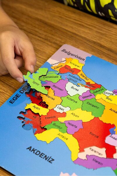 Toyzade Wooden Türkiye Map Puzzle Educational Wooden Set