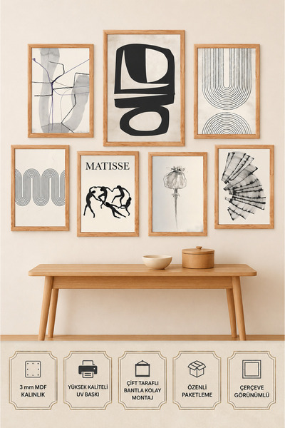 UNT 7-Piece Frame-Looking Abstract Minimalist Painting Set |   Nordic Wall Decor