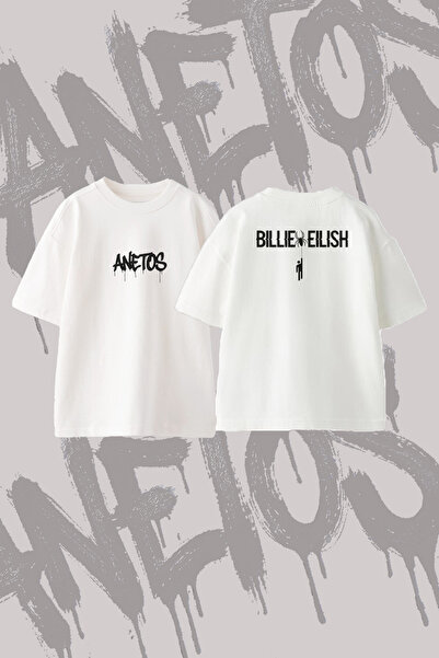 Anetos Μπλουζάκι Billie Eilish_15 με στάμπα σχεδίου, μεγάλου μεγέθους, με λαι...