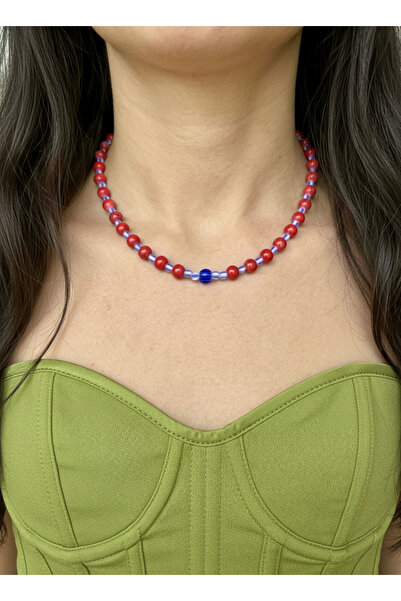 ILSA Howlite & Orange Beaded Sailor Necklace