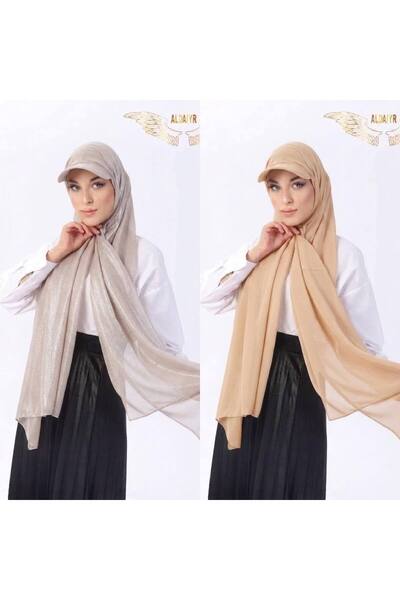 ALDAIYR 2-Hat Bonnet Ready-To-Wear Shawl Hijab Sandy