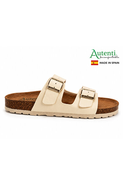 Castle Black Autenti Women's Full Orthopedic Leather Beige Slippers - Genuine...