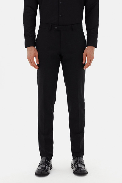 Damat Siyah Yün Karişimli Kumaş Pantolon