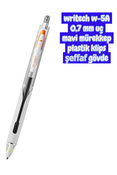 SEYFİKİRTASİYE writech W-5A AGE 0,7 MM şeffaf BEYAZ GÖVDE mavi mürekkep jel t...