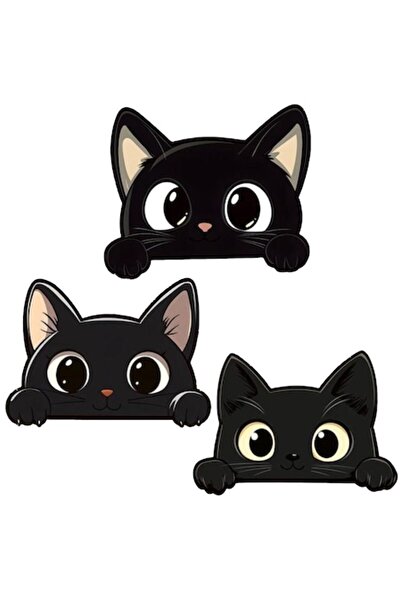 Oracal Set of 3 durable car stickers, black cats, 10cm