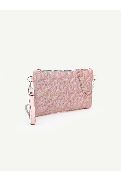 Rivina Women's Star Embroidered Portfolio Handbag with Wrist Strap and Satin ...