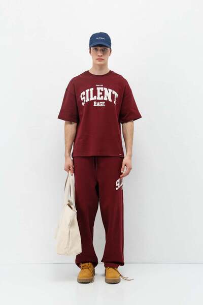 VAMOSCLO Oversize printed tracksuit set burgundy
