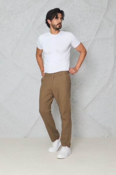 blayn jeans Men's Summer Linen Trousers with Fileto Pockets