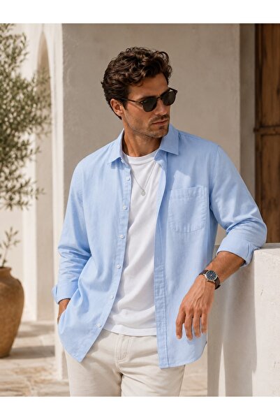 YNGMENCLASS Single Pocket Detail, 100% Cotton Linen, Breathable, Light Textur...