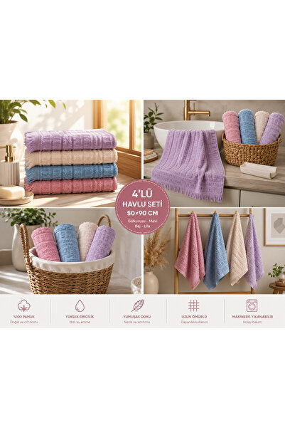 Vivesta Home Set od 4 ručnika za ruke i lice 50x90 cm, pamuk, mekana tekstura...