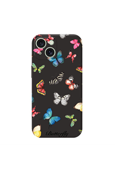 Other Apple iPhone 15 Plus Mixed Butterflys Black Colored Silicone TPU Θήκη