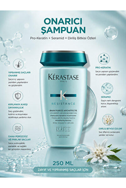 Kerastase Resistance Bain Force Architecte 250 ml - Repairing Care Shampoo Th...