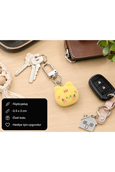 HER ŞEY NOTA www.herseynota.com Breloc drăguț cu pisică galbenă, accesoriu ca...
