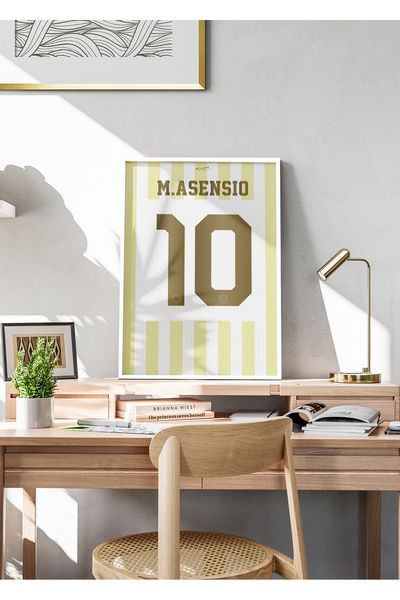Base Concept M.Asensio 10 Yeni Sarı Beyaz Poster Tablo (Çerçeveli)