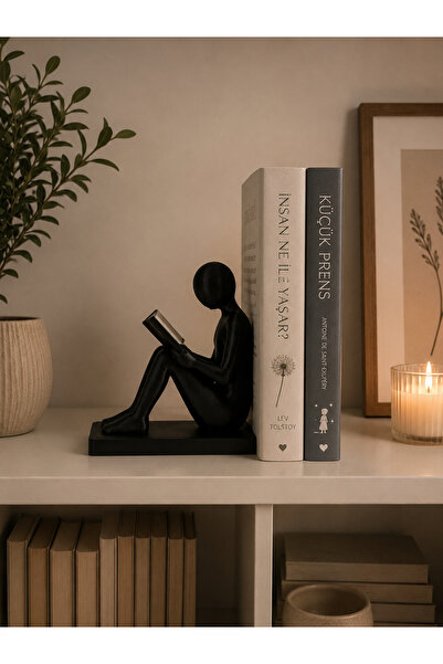 SİAL STUDIO Kitap Okuyan Minimal Dekoratif Kitap Tutucu Biblo – Modern Kitapl...
