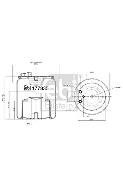 FEBI BILSTEIN Perna de Aer Spate (diametru: 200/259mm) Man Foc Tga Tgm I Tgs ...