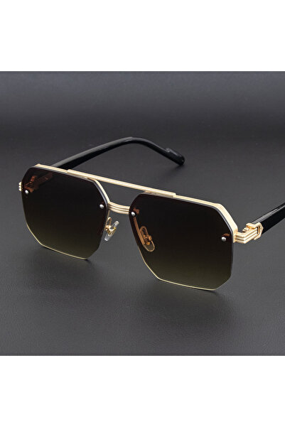 Choice C5 Men's Metal Sunglasses Square Half Frame Rice Nails Casual Trend Gl...