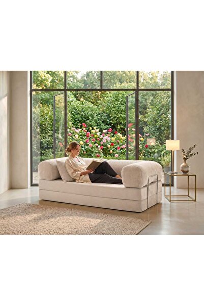 NESTİME Nestime® 180x90 Modüler Sünger Koltuk-Legoom Kanepe Fitilli Kadife Yı...