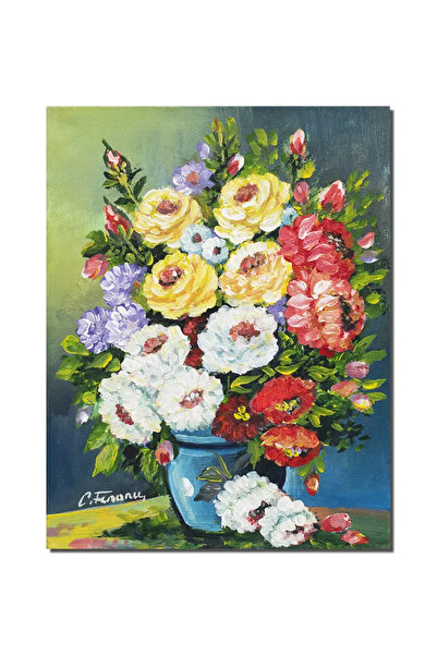 artnova Ръчно рисувана картина на ваза с цветя, Празничен аромат, 45x35см мас...