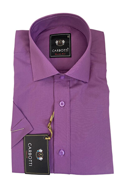 OEM Camasa barbati, Carbotti, mov, maneca scurta, bumbac-poliester, XS-slim fit