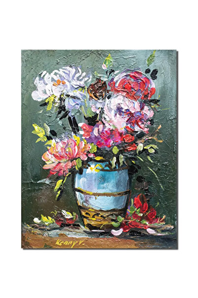 artnova Картина на ваза със стилизирани рози, ръчно рисувана, 40x30см акрил в...