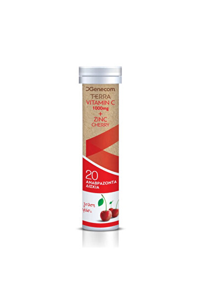 GENECOM Τέρρα Βιταμίνη C 1000mg + Ψευδάργυρος, Κεράσι, 20 Αναβράζοντα Δισκία