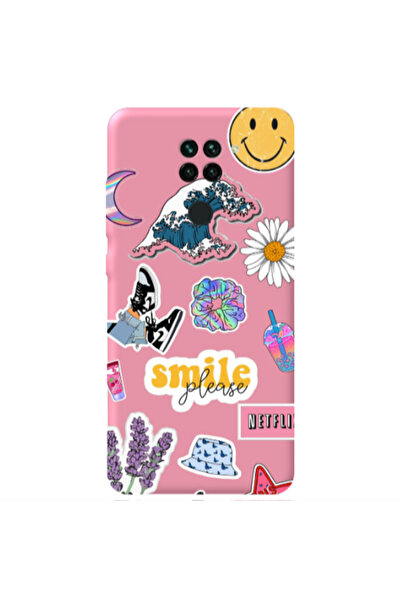 Other Xiaomi Redmi Note 9 Smile Moon Pink Colored Silicone TPU Θήκη