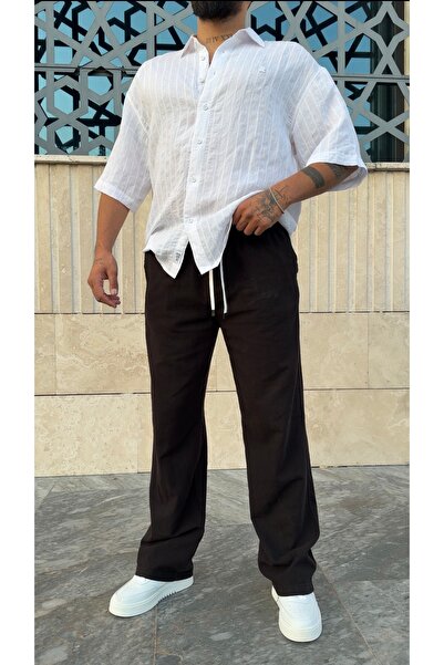 PEERLESS STORE Washed Linen Baggy Trousers