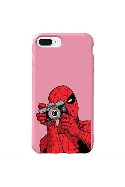 Other Apple iPhone 7 Plus Spiderman take picture Pink Colored Silicone TPU Θήκη