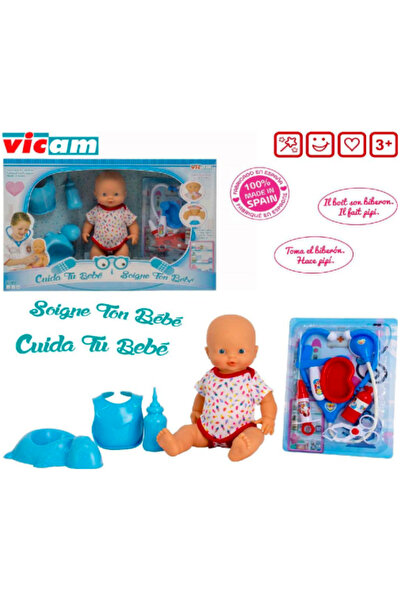 Vicam Păpușă bebeluș care face pipi cu accesorii de doctor 280