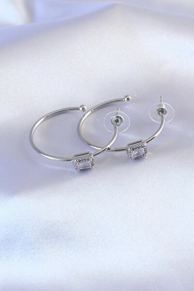 ARMÜZ Silver Color Zircon Stone Women's Earrings