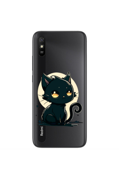 Other Xiaomi Redmi 9A Black Cat Transparent Silicone TPU Θήκη