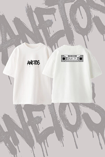 Anetos The Weeknd Dawn FM Σχέδιο με στάμπα Oversize T-Shirt με λαιμόκοψη Crew...