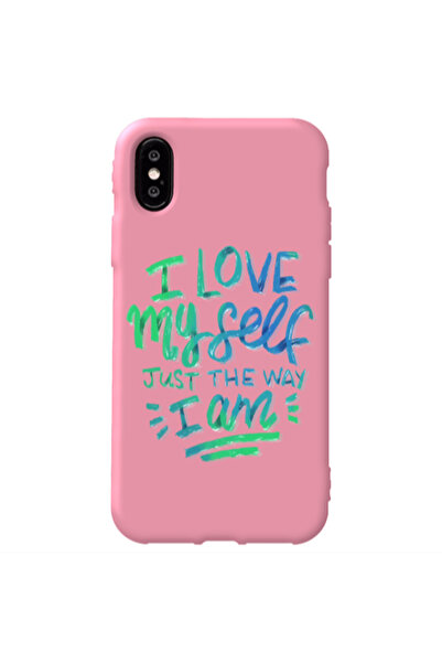 Other Apple iPhone X I Love My self Pink Colored Silicone TPU Θήκη