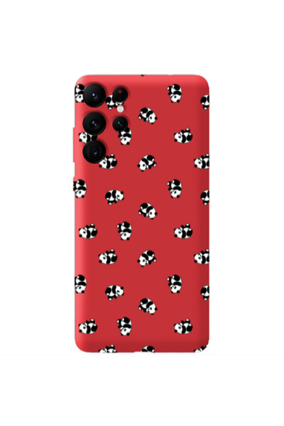 Other Samsung S22 Ultra Small Pandas Red Colored Silicone TPU Θήκη