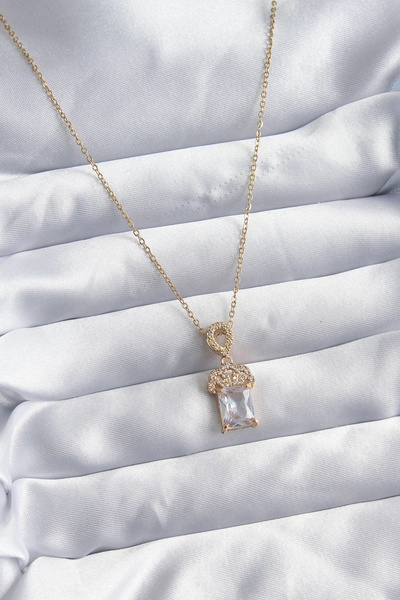 ARMÜZ 316L Steel Chain Gold Color Zircon Stone Crown Model Women's Necklace