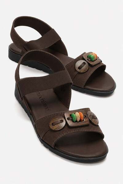 CCWAY AYAKKABI Accessories Women's Single Strap Sandals Brown